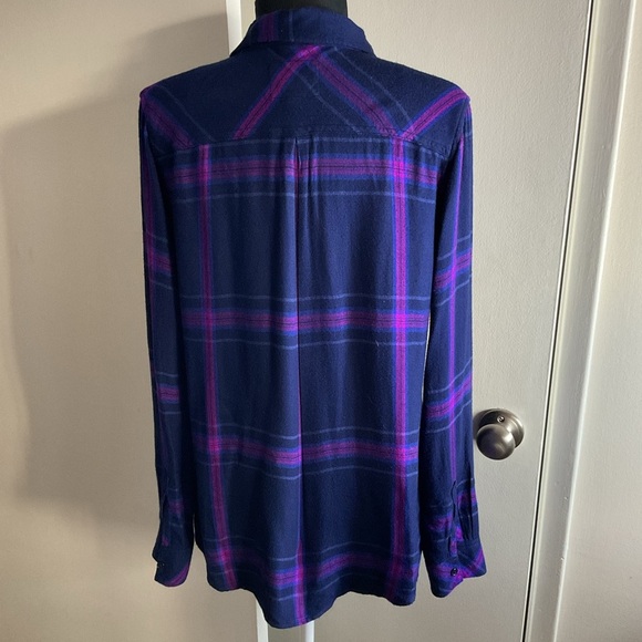 Rails Hunter Plaid Button-Down Check Shirt Blue Pink Ultraviolet Casual Cozy - Picture 7 of 7